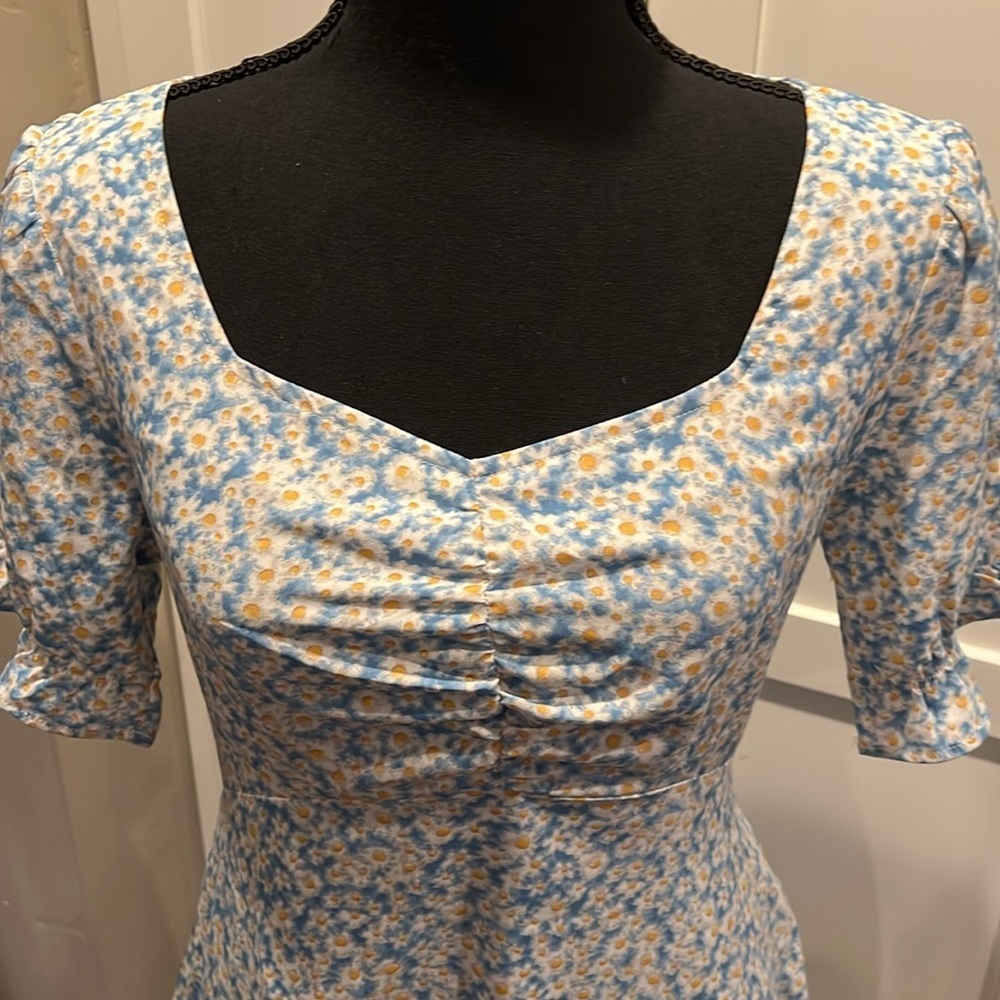 NWT Allegra K Blue and White Floral Midi Dress